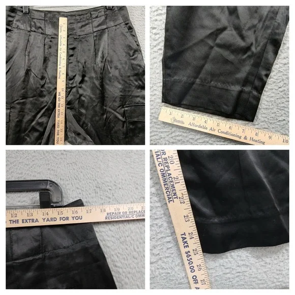 Banana Republic High-Rise Tapered Satin Cargo Pant Black Size 14 Cupro [PO] - Picture 9 of 10